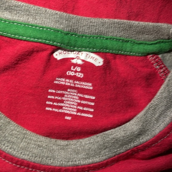 Holiday Time Red & Gray Santa Shirt. Size Large 10/12. - Picture 3 of 3